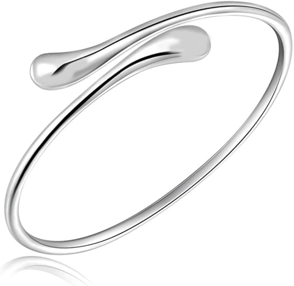 Savlano 14K Gold Plated Double Teardrop Open Cuff Bangle -7-8” Inch Flexible Bangle Bracelet Co... | Amazon (US)