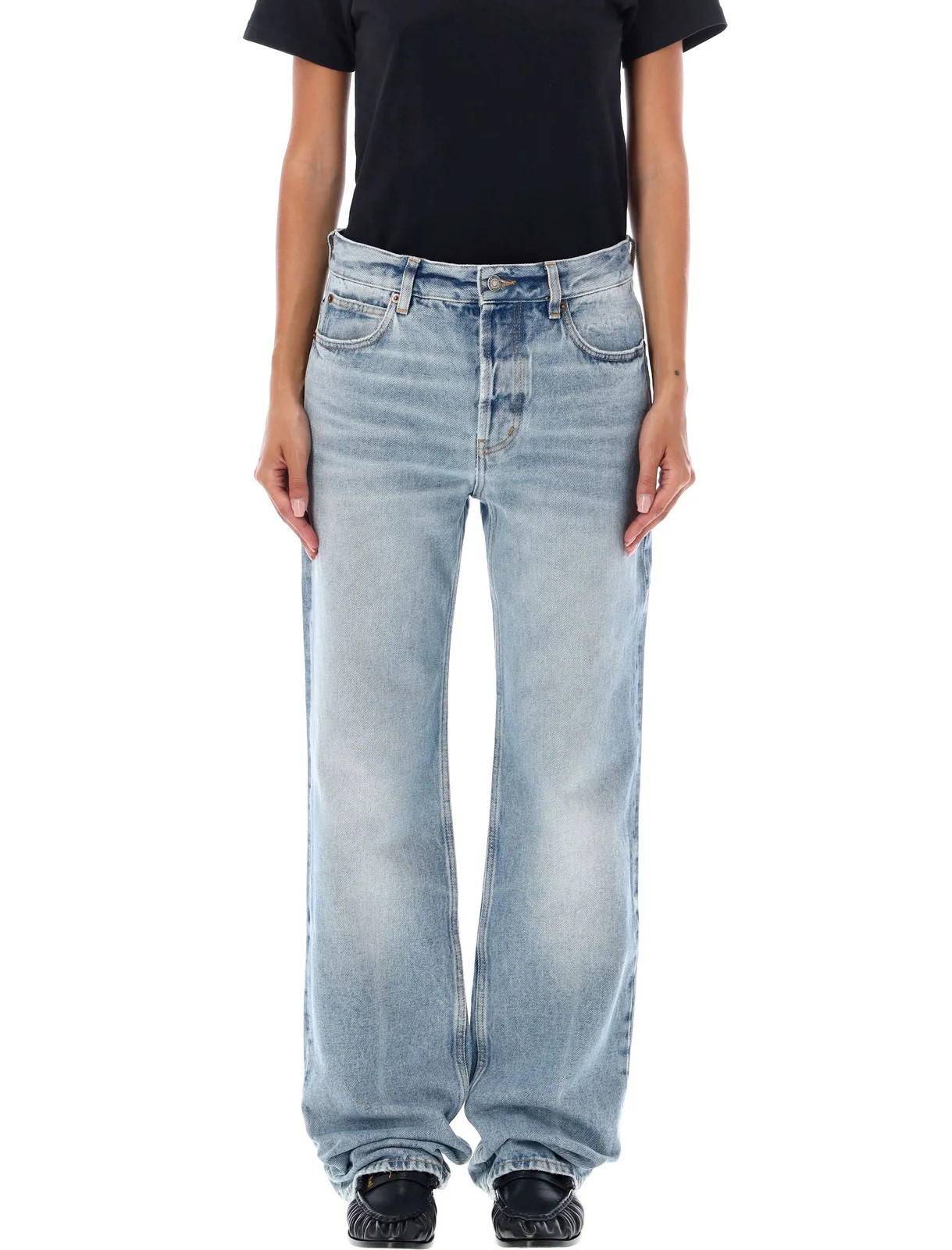Saint Laurent Low-Rise Straight Leg Jeans | Cettire Global