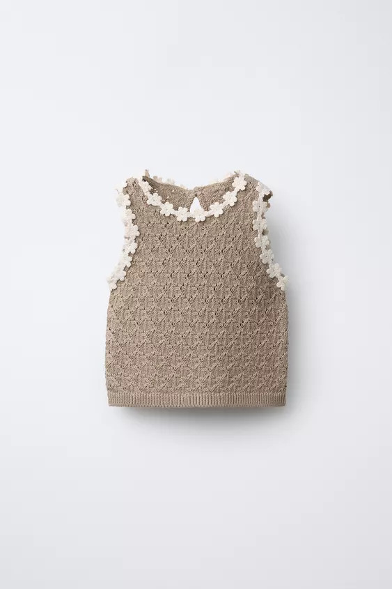 CROCHETED FLOWER KNIT TOP | Zara US