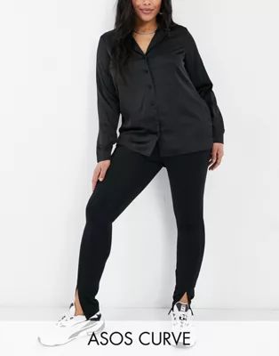 ASOS DESIGN Curve skinny pant with split hem in black | ASOS (Global)