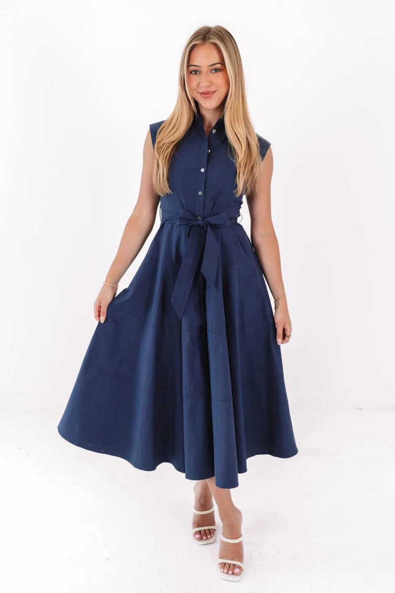 Midnight Calls Midi Dress - Navy | The Impeccable Pig