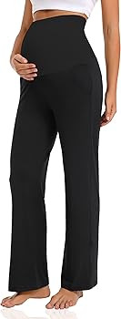 V VOCNI Women's Maternity Lounge Pants Pockets Stretchy Pregnancy Trousers Comfy Wide Leg Yoga Pa... | Amazon (US)