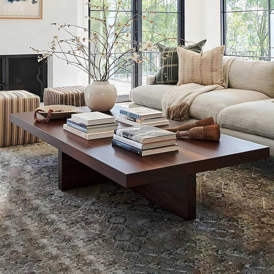 Solid Wood Coffee Table,Rustic Square Centre Table,Farmhouse Living Room Table,2\u201dThick Table... | Amazon (US)