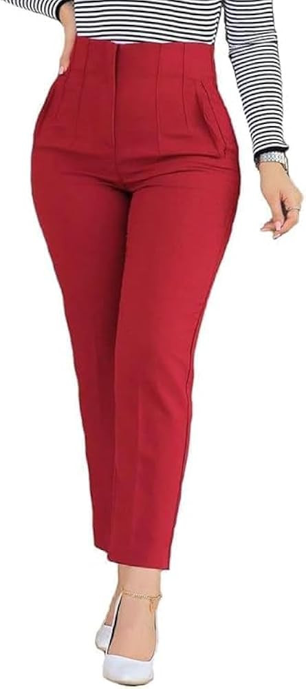 BIRW Womens High Waisted Pants 2026 Trendy Skinny Business Work Casual Pencil Trousers with Pocke... | Amazon (US)