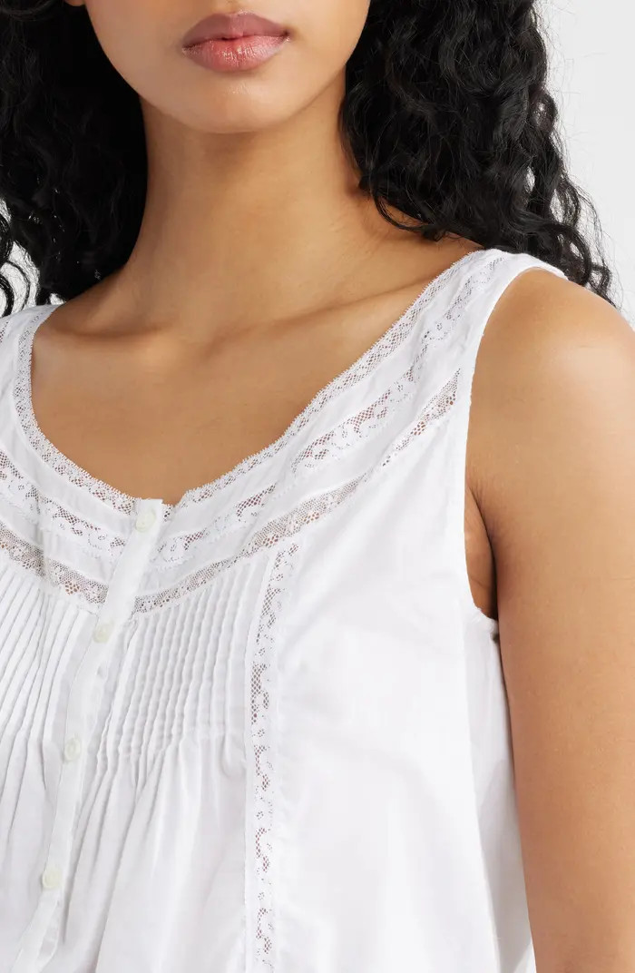 Lace Inset Pintuck Sleeveless Top | Nordstrom