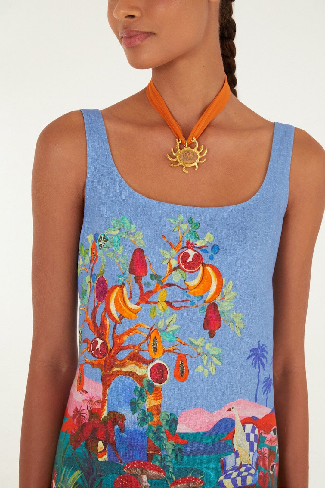 Multicolor Dream Landscape Euroflax Premium Linen Mini Dress | FARM Rio | FarmRio (US)