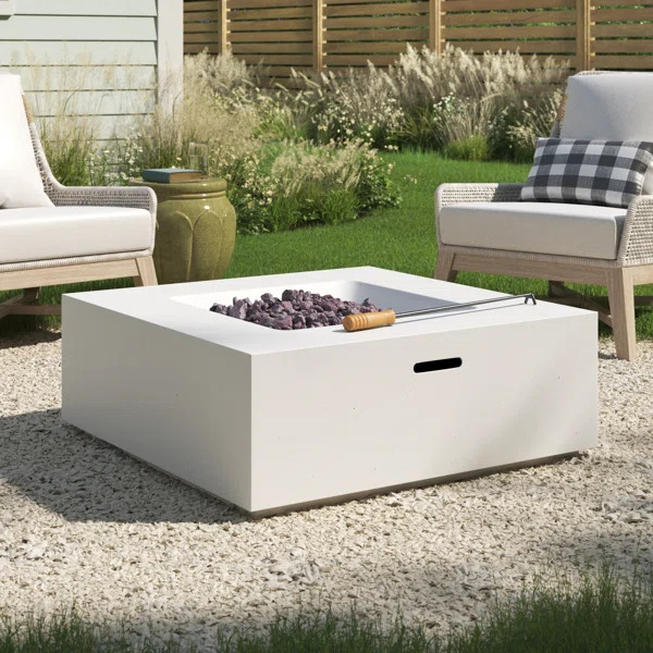 Merser 12'' H x 34.75'' W Concrete Propane Outdoor Fire Pit | Wayfair North America