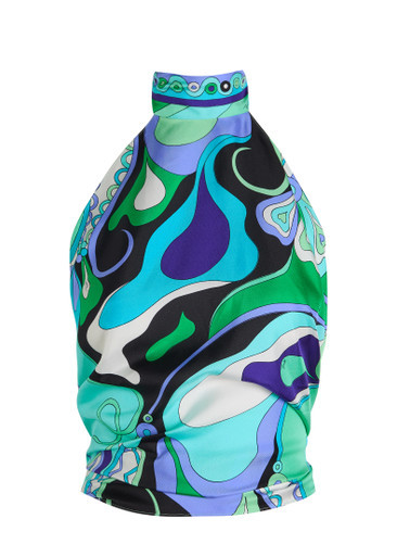 Printed halterneck silk-twill top | Harvey Nichols