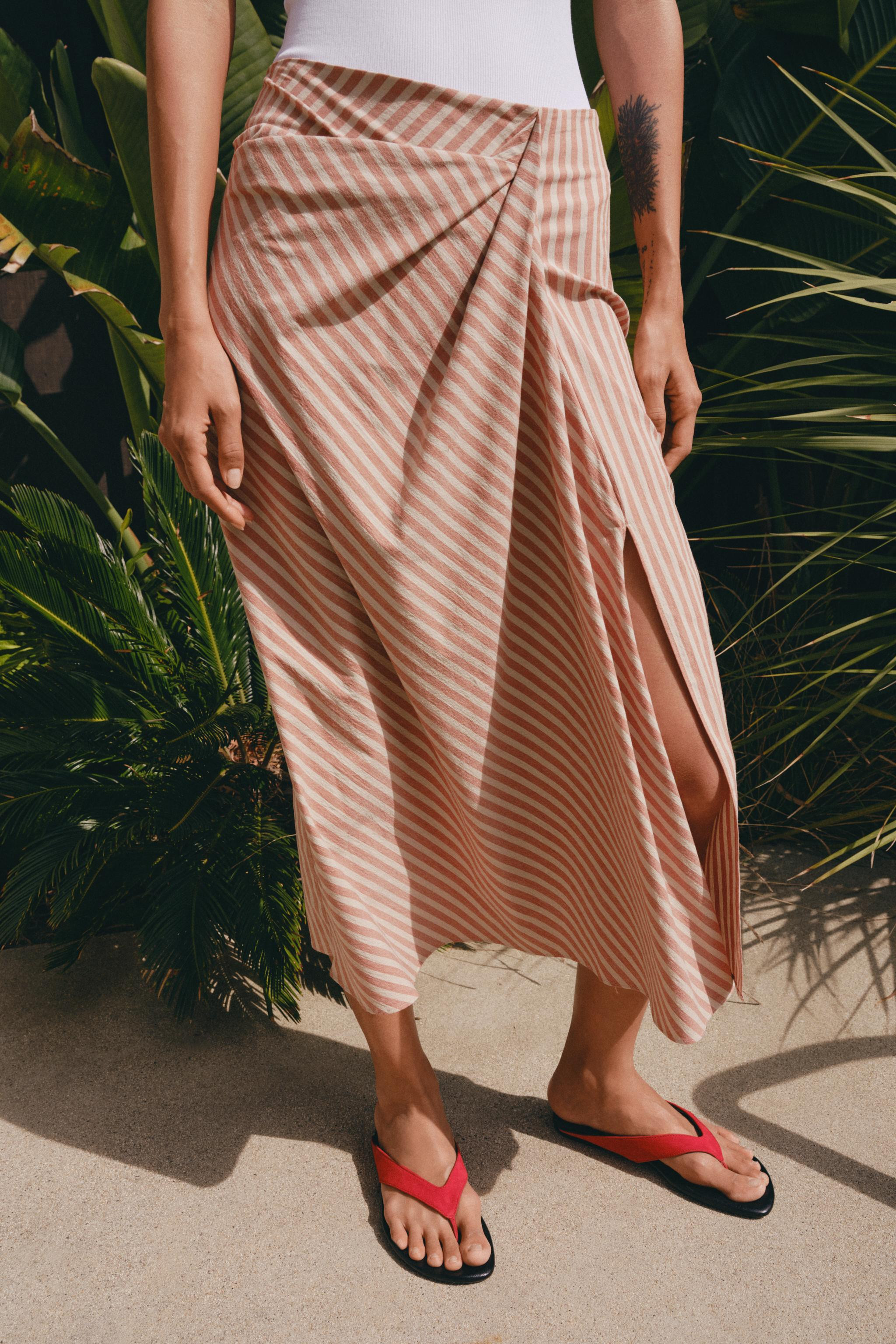 ZW COLLECTION DRAPED STRIPED SKIRT | Zara US