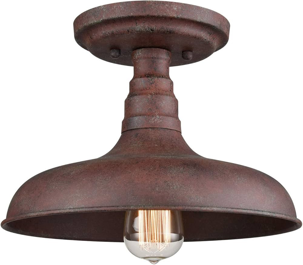 DANSEER Lighting Vintage Retro Rustic Metal Barn Semi Flush Mount Ceiling Light Rust Finish | Amazon (US)