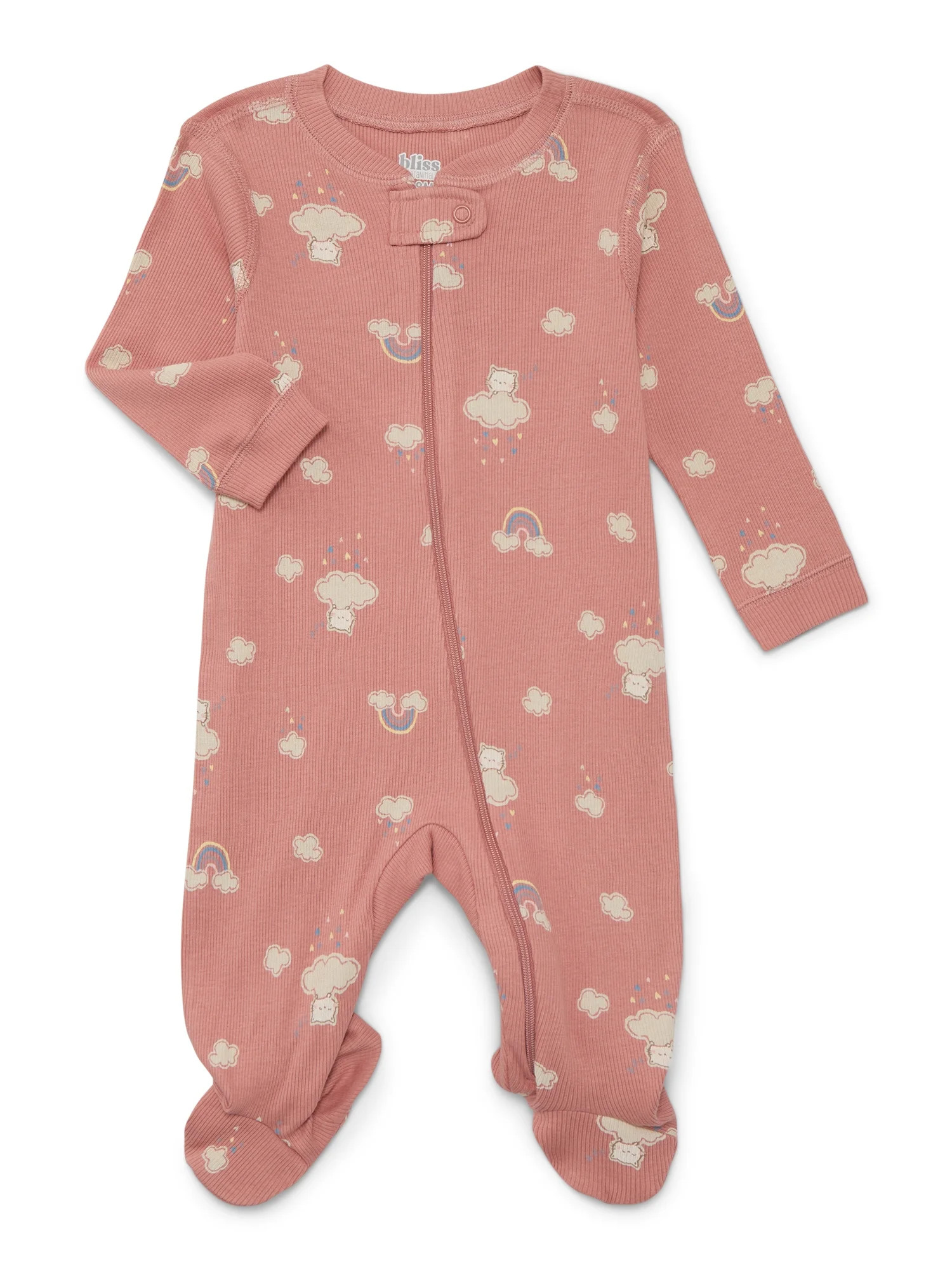 Bliss by Garanimals Baby Boys or Girls Cotton Layette One Piece Footed Sleeper Pajamas, Sizes New... | Walmart (US)