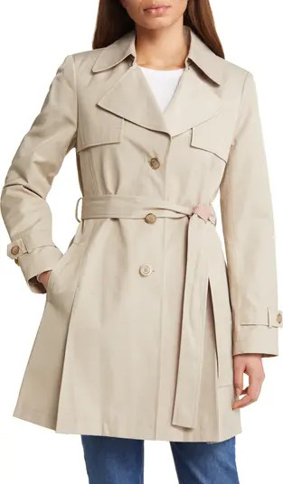 Water Repellent Contrast Trim Trench Coat | Nordstrom