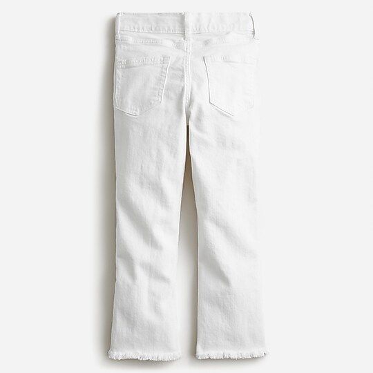 Girls' raw-hem demi-boot jean in white | J.Crew US