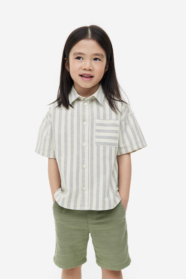 2-piece Cotton Set - Khaki green/striped - Kids | H&M US | H&M (US + CA)