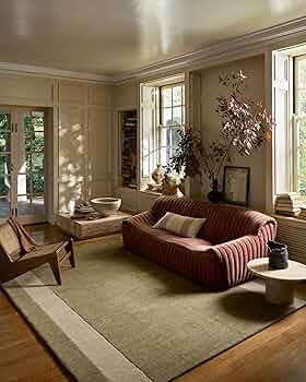 Loloi Leanne Ford Craven Collection CVN-01 Light Olive/Oatmeal 5'-0" x 7'-6" Area Rug Geometrical... | Amazon (US)