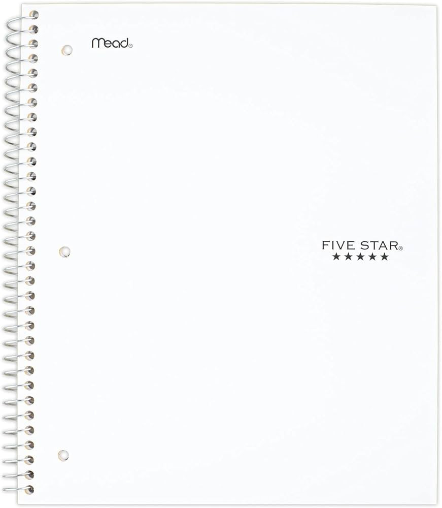 Five Star Spiral Notebook, 5 Subject, College Ruled Paper, Fights Ink Bleed, Water Resistant Cove... | Amazon (US)
