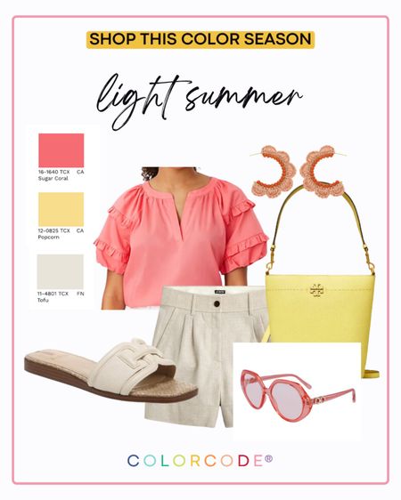 You can never have too much yellow in your summer collection - especially if you are a spring or light summer color season! 

Loving this outfit combo of popcorn yellow, sugar coral and tofu neutral! 

Don’t forget your accessories! 🕶️

#LTKitbag #LTKunder50 #LTKFind