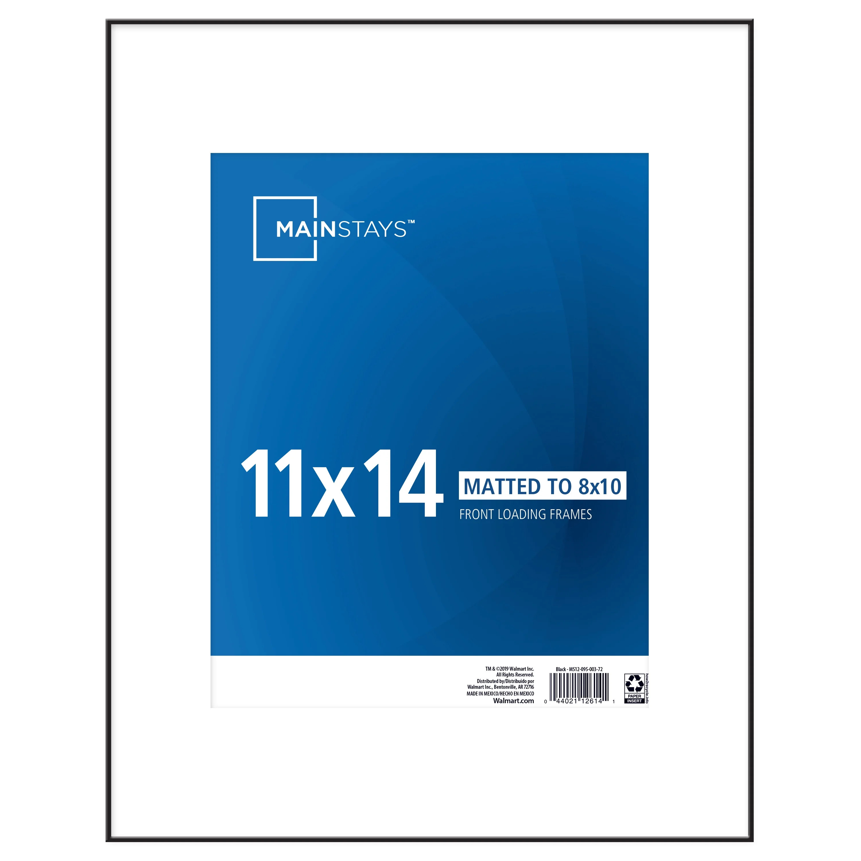 Mainstays 11x14 Matted to 8x10 Front Loading Picture Frame, Black | Walmart (US)