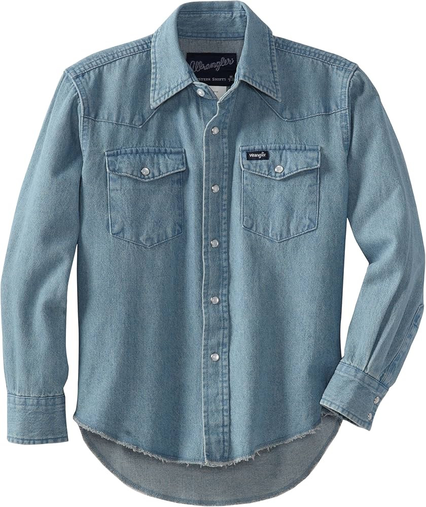 Wrangler Boys' Long Sleeve Western Solid Snap Shirt | Amazon (US)
