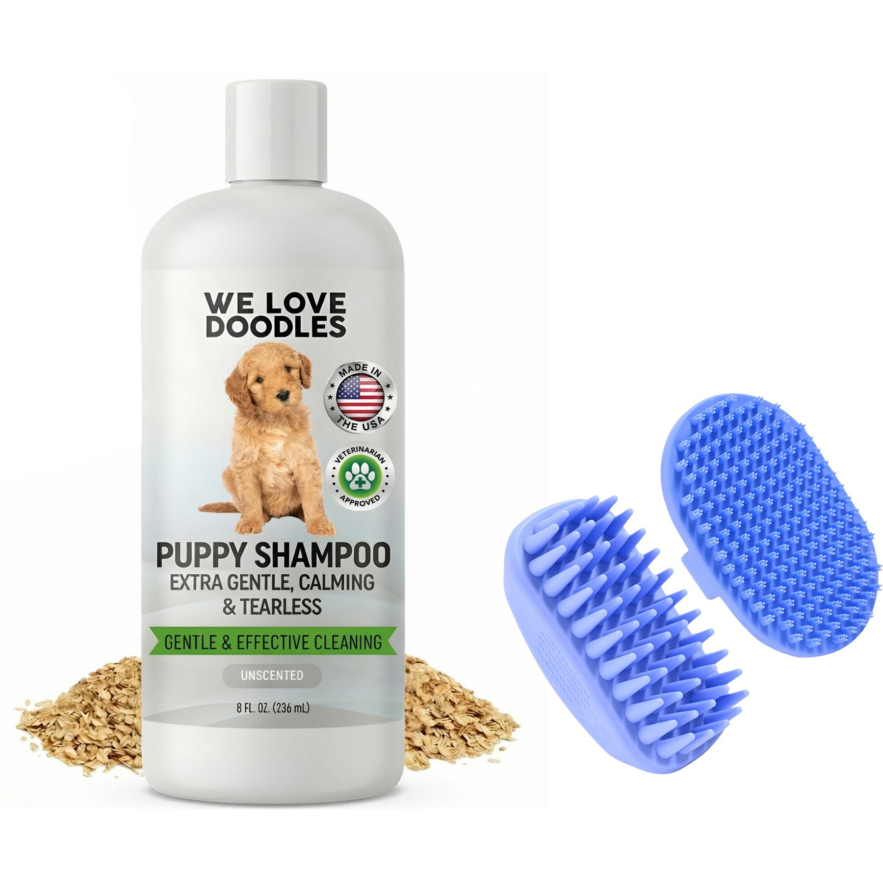 We Love Doodles Puppy Grooming Bundle: Unscented, 8-fl oz bottle + 2 Grooming Brushes | Chewy
