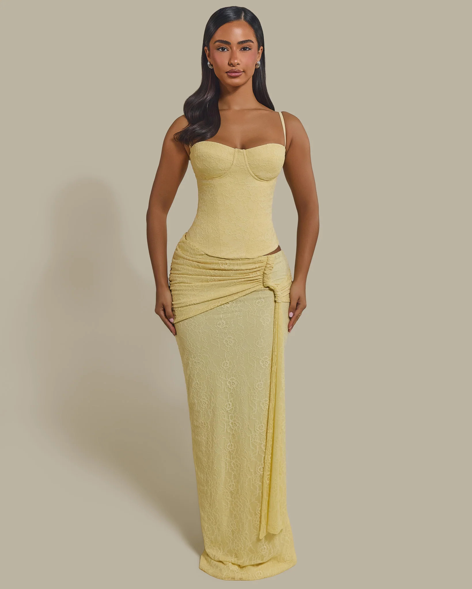 The Lexi Lace Corset Top in Butter Yellow | Mars The Label
