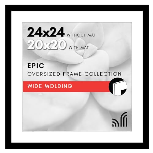Americanflat 24x24 Picture Frame with Polished Plexiglass - Use as 20x20 Frame with Mat or Display 24x24 Photo Without Mat - Epic Collection - Wide Square Picture Frames for Wall Display - Black | Amazon (US)