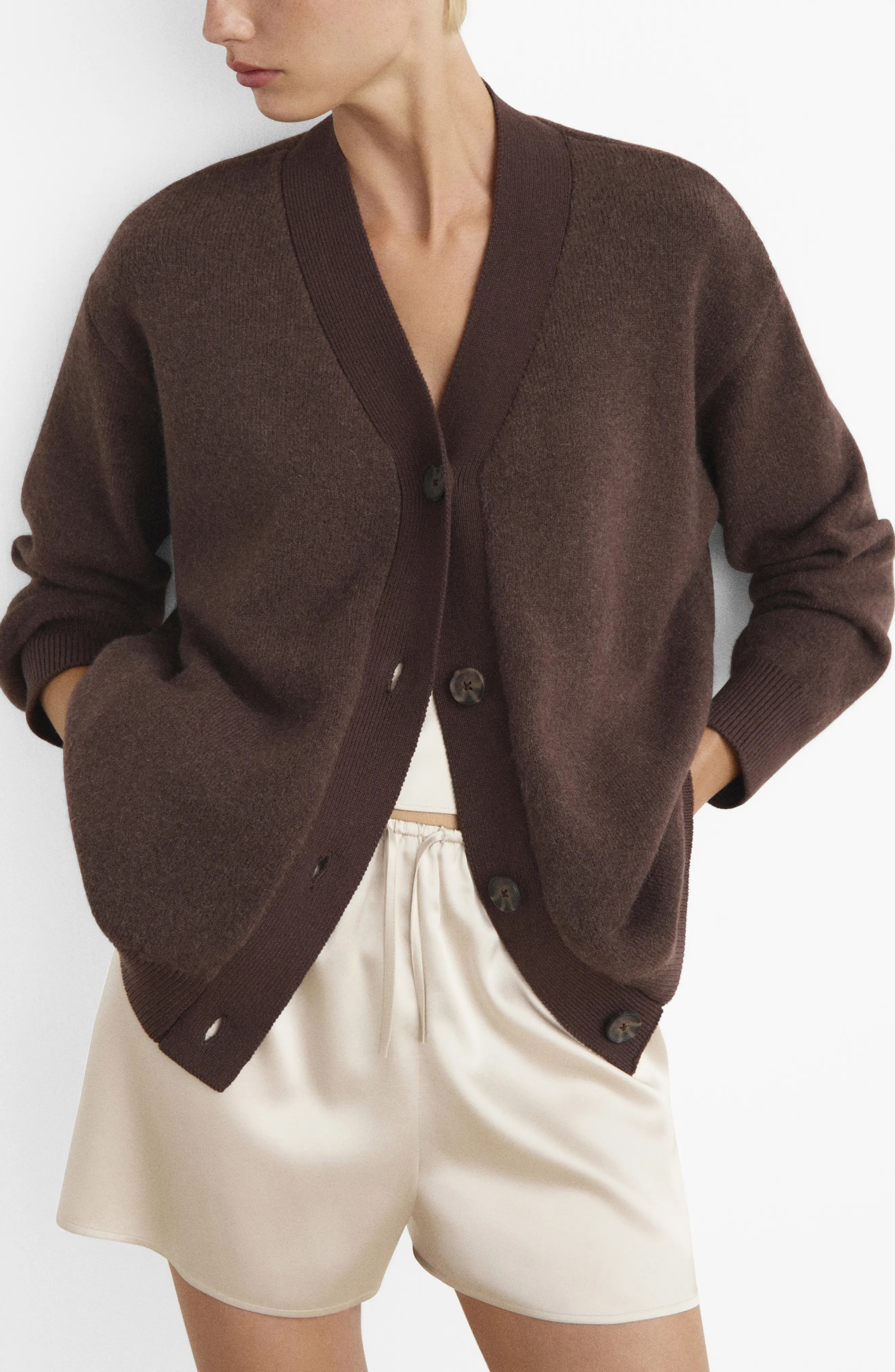 MANGO Contrast Detail Cardigan (Women) | Nordstrom | Nordstrom
