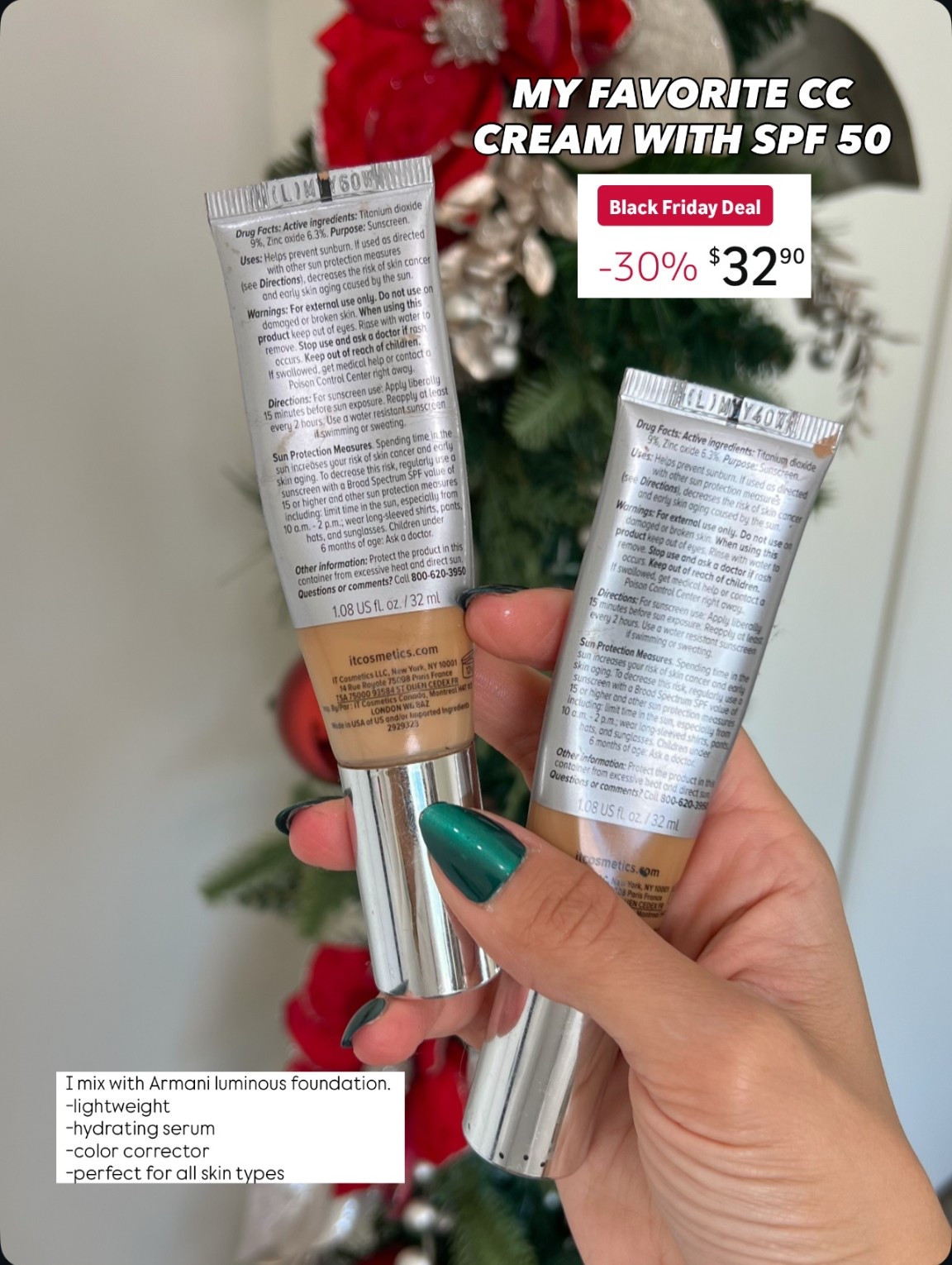 Favorite CC cream from Itcosmetics on Amazon is on a Black Friday deal! 

#LTKBeauty #LTKCyberWeek #LTKSaleAlert