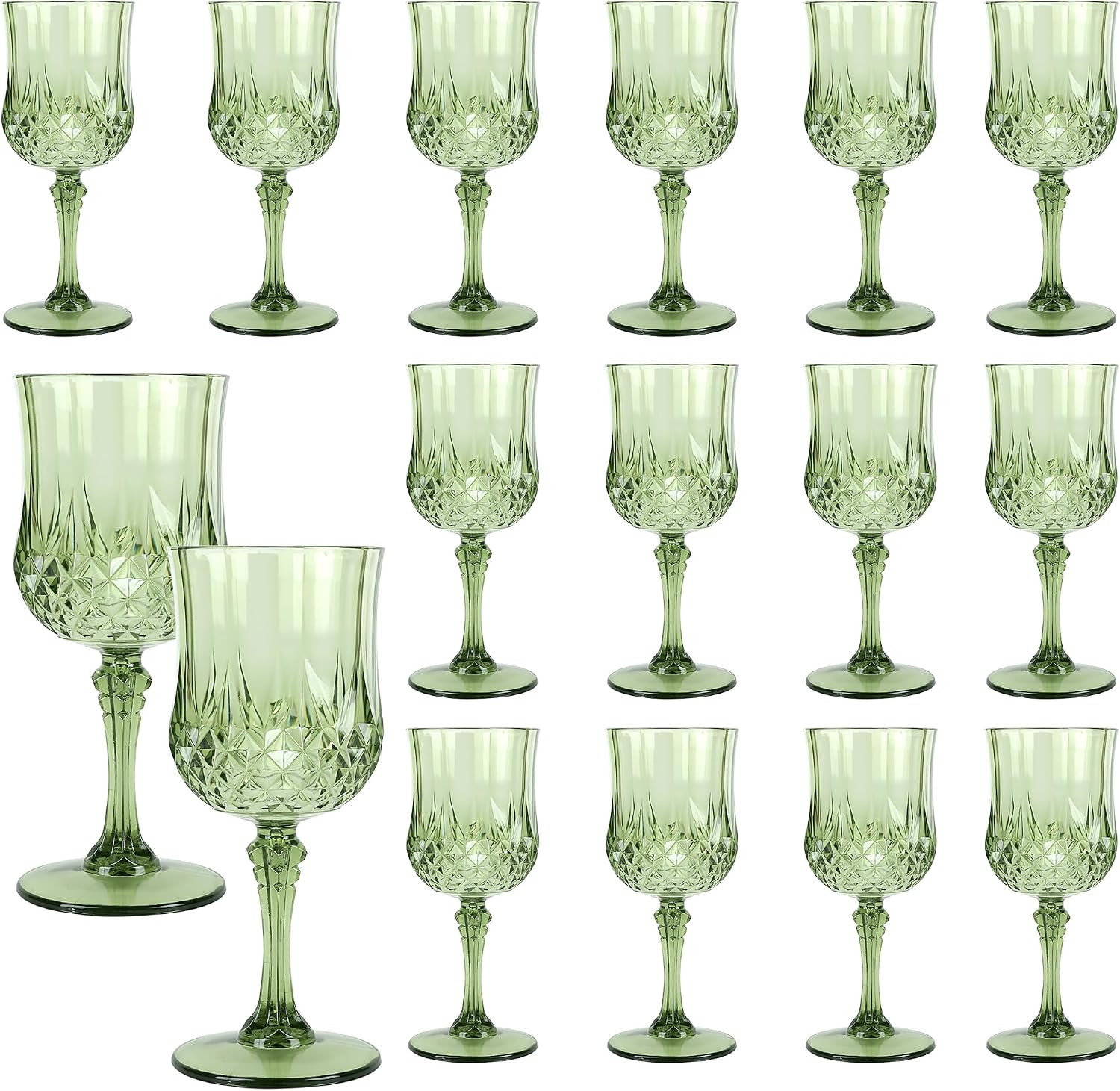 10oz Plastic Wine Glasses, 16 Pack Vintage Goblets for Party | Amazon (US)