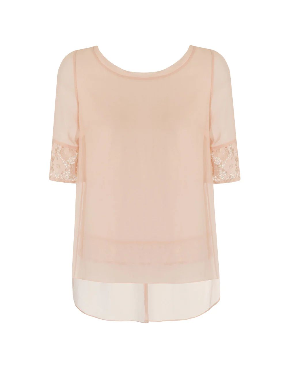 Pale Pink Lace & Silk Blouse | Number-22 Ltd
