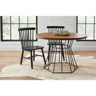 StyleWell Black Windsor Chair Solid Wood Dining Side Chairs (Set of 2) (17.72 in. W x 35 in. H) C... | The Home Depot