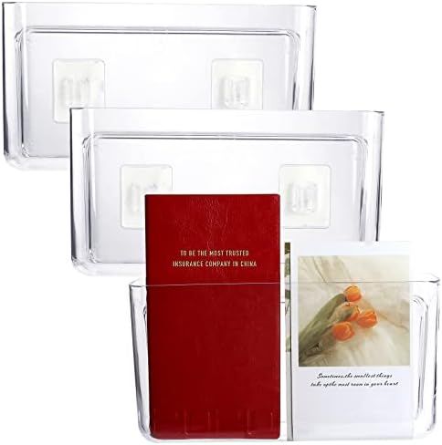 3 Pack Plastic Wall Folders, Acrylic Single Pocket Wall Mount File Holder, Clear Hanging Wall Fil... | Amazon (US)