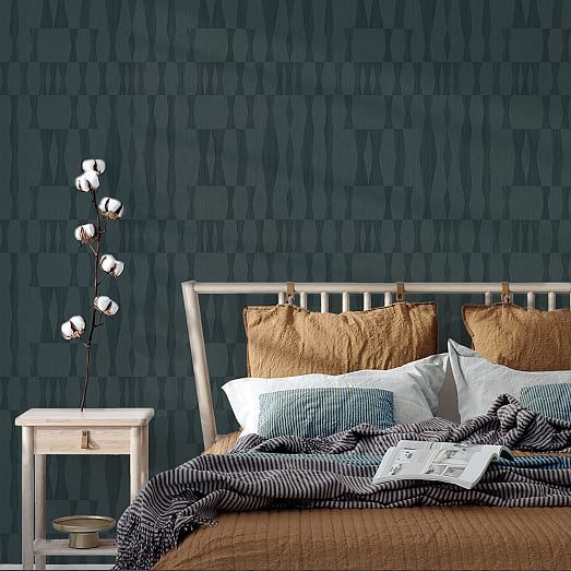 Grasscloth Geo Wallpaper | West Elm (US)