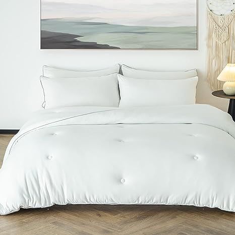KASENTEX Lightweight Jersey Knit King Comforter Set – Soft Bed Set- Noiseless Duvet Insert 3 Pi... | Amazon (US)