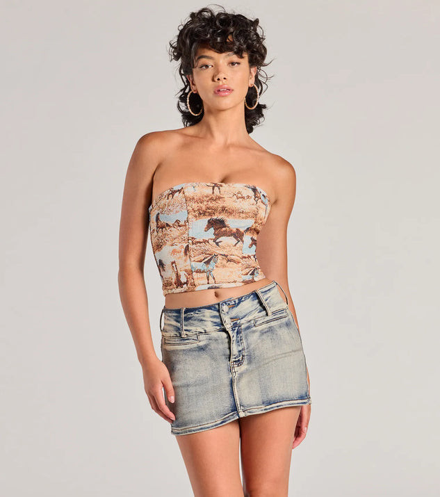Western Chic Horse Tapestry Corset Top | Windsor Stores