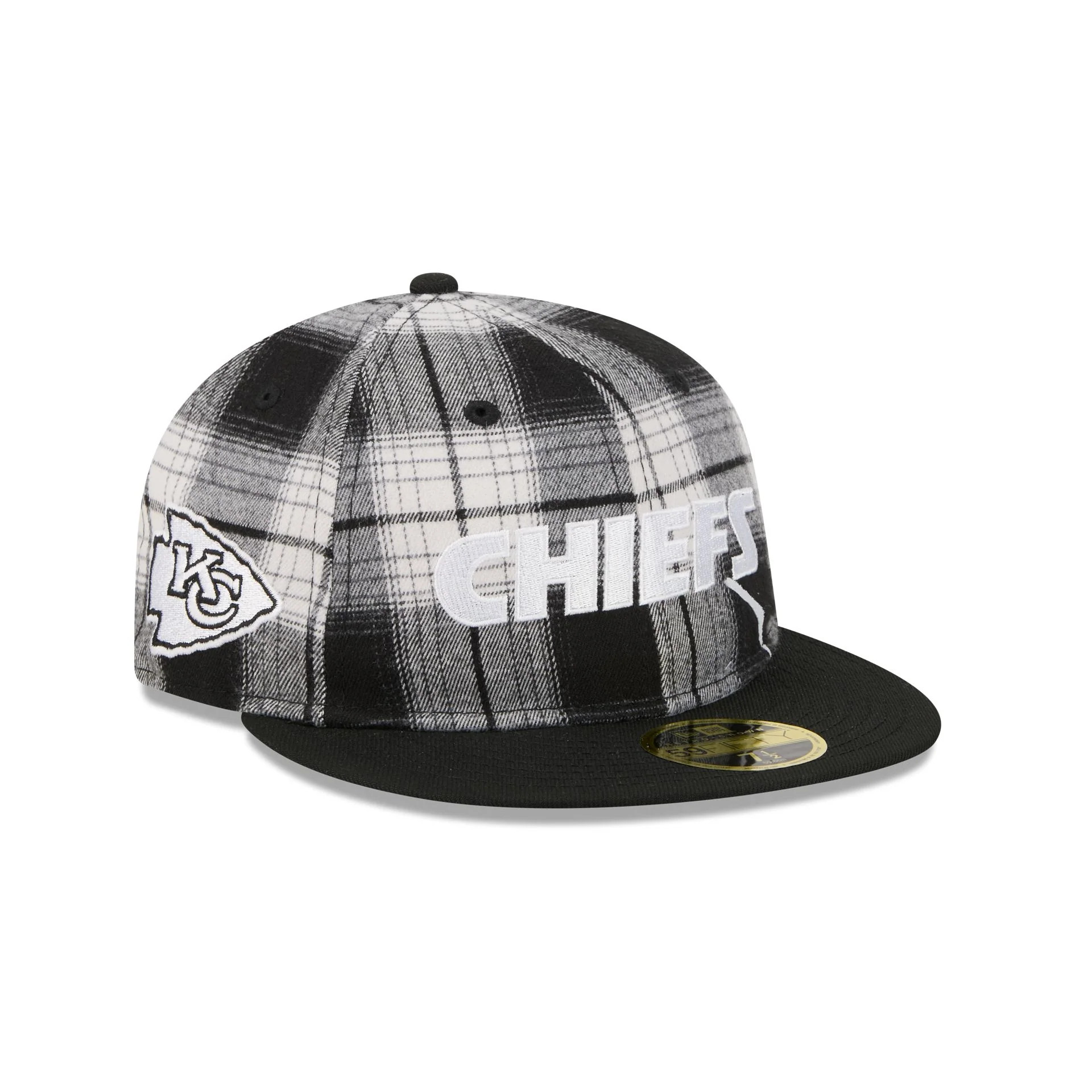 Kansas City Chiefs Grunge Plaid Retro Crown 59FIFTY Fitted Hat | New Era