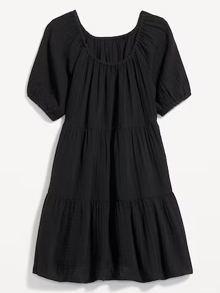 Puff-Sleeve Tiered Mini Swing Dress for Women | Old Navy (US)