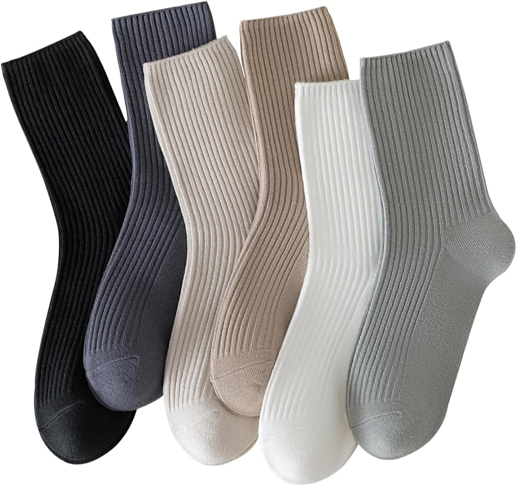 Womens Crew Socks Cute Cotton Boot Socks Lightweight Long Socks for Women Clean Aesthetic Clothes | Amazon (US)