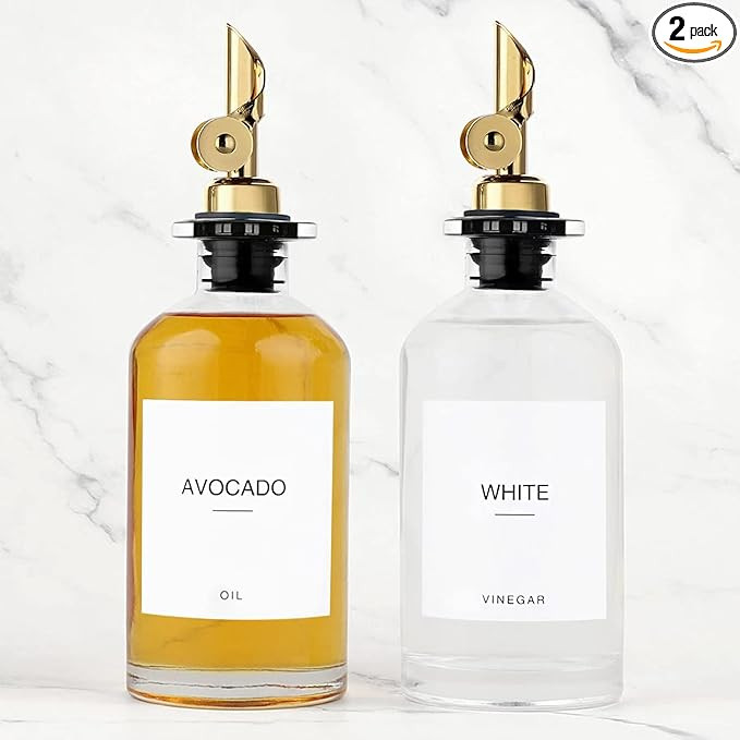 HomeFeel Olive Oil Dispenser Bottle for Kitchen with 72 Labels, Coffee Syrup Dispenser with 304 S... | Amazon (US)