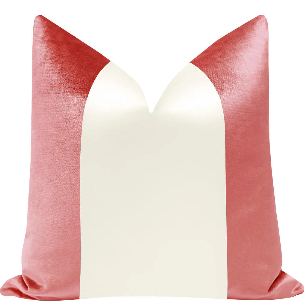 PANEL COLORBLOCK :: FAUX SILK VELVET // FLAMINGO + ALABASTER SILK | LITTLE DESIGN COMPANY