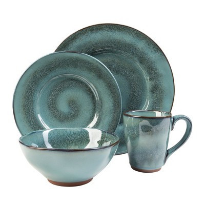16pc Stoneware Toren Dinnerware Set Blue - Sango | Target