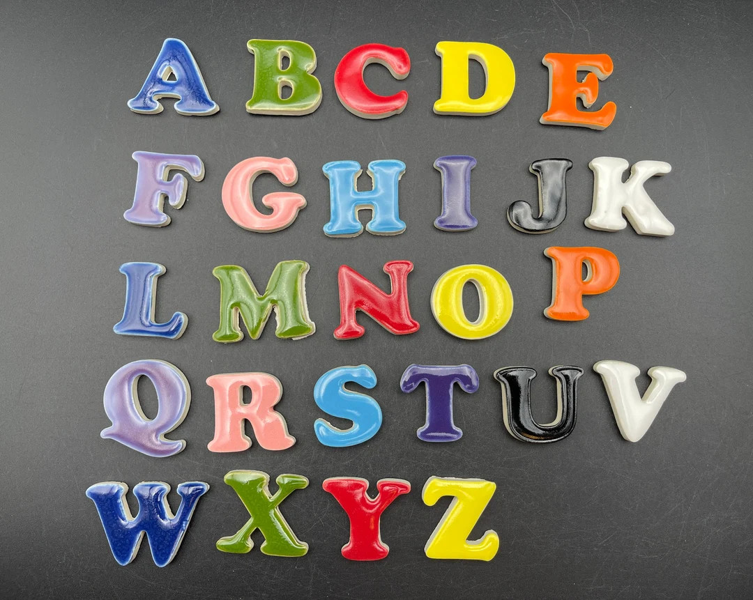 Set of 4 (or More) Ceramic Letters Tiles Indoor/outdoor Use, Mosaics, Stepping Stones, Handmade P... | Etsy (US)