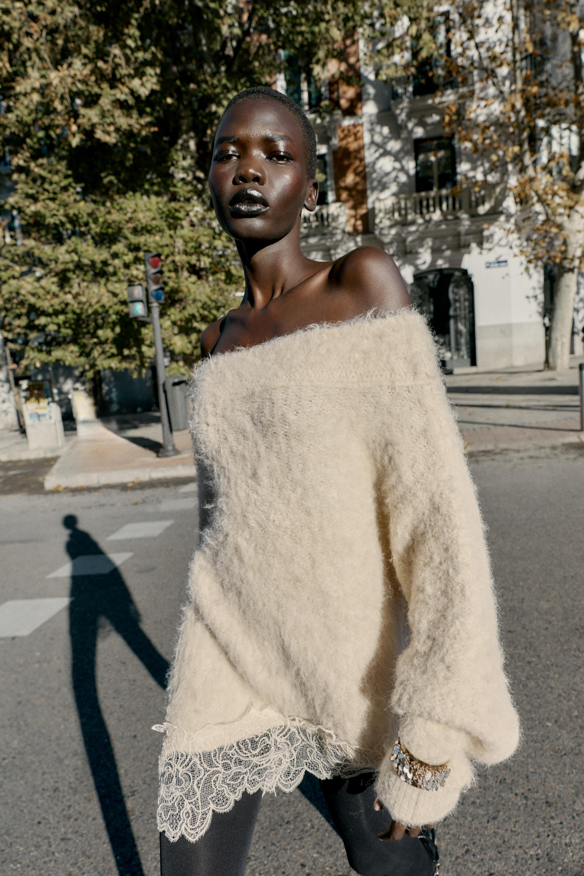 COMBINED KNIT JUMPER WITH LACE | Zara UK