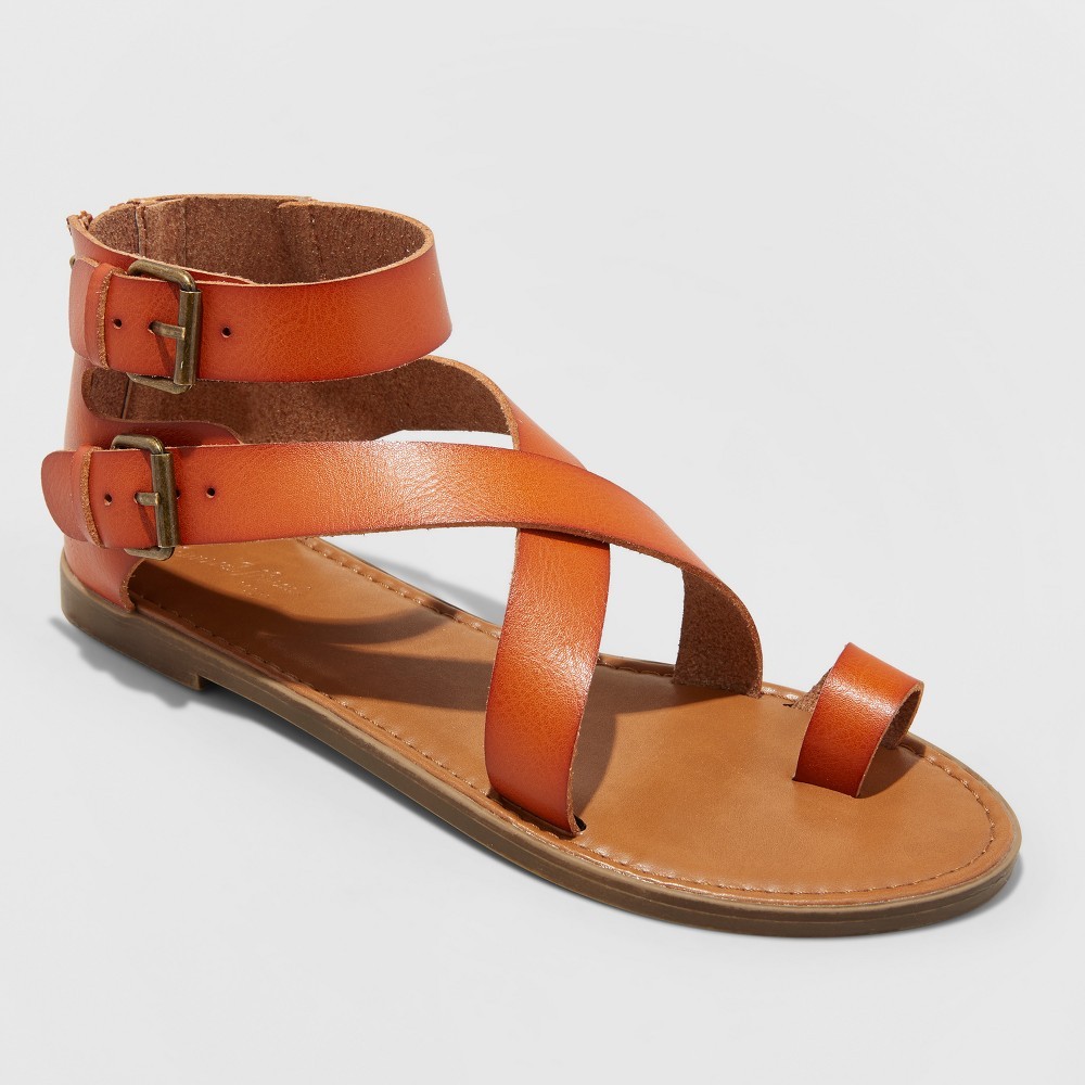 Women's Maribella Wide Width Toe Wrap Gladiator Sandal - Universal Thread Cognac (Red) 9.5W, Size: 9.5 Wide | Target