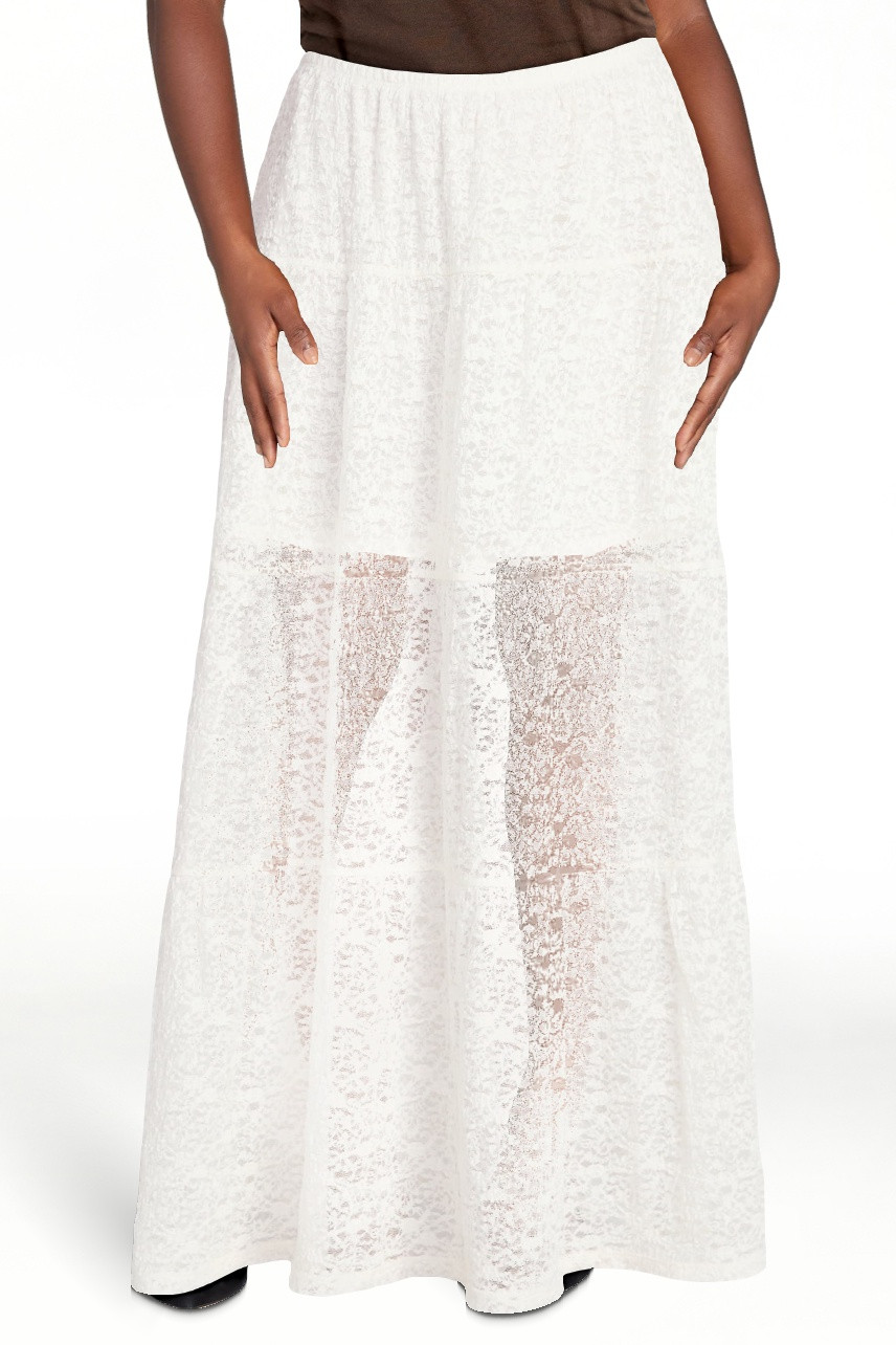 No Boundaries Lace Tiered Maxi Skirt, Women's XXS-XXL | Walmart (US)