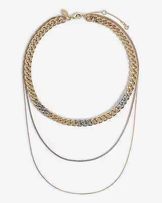 3 Row Mixed Chain Necklace | Express