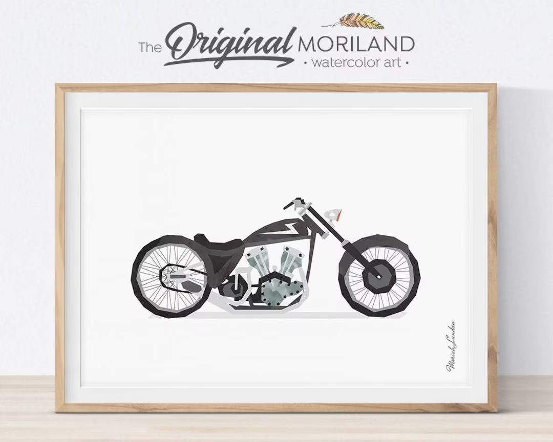 Motorbike Print, Motorcycle Wall Art, Transportation Wall Art, Boys Room Decor, Motorcycle Print,... | Etsy (US)