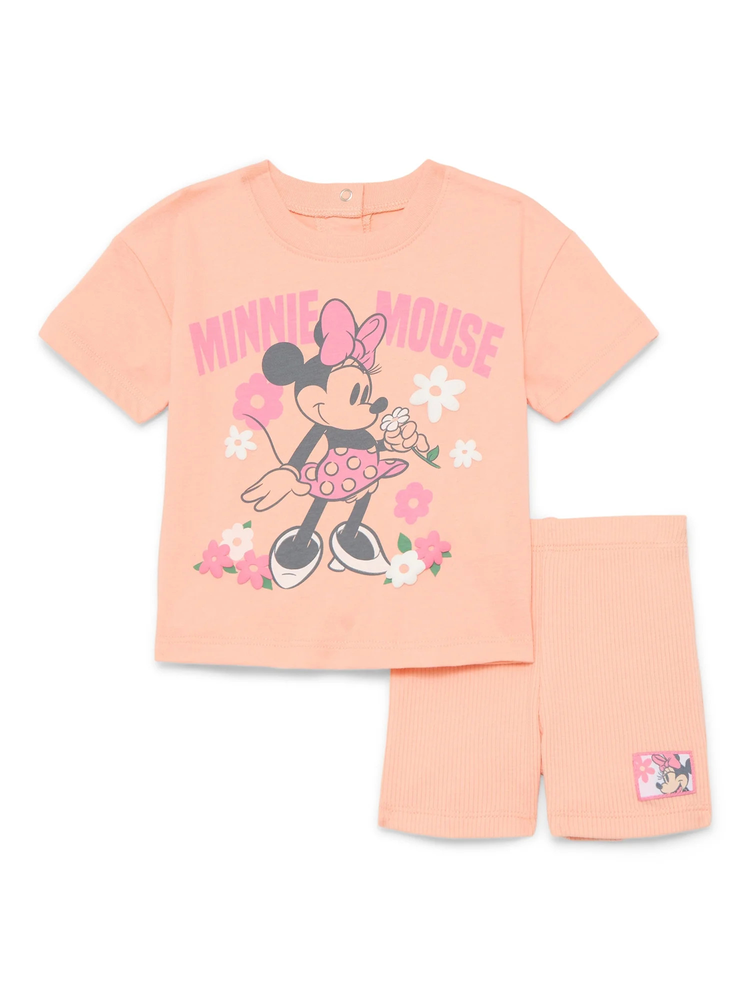 Minnie Mouse Baby Girls Graphic Tee and Bike Shorts Set, 2-Piece, Sizes Newborn-24M | Walmart (US)