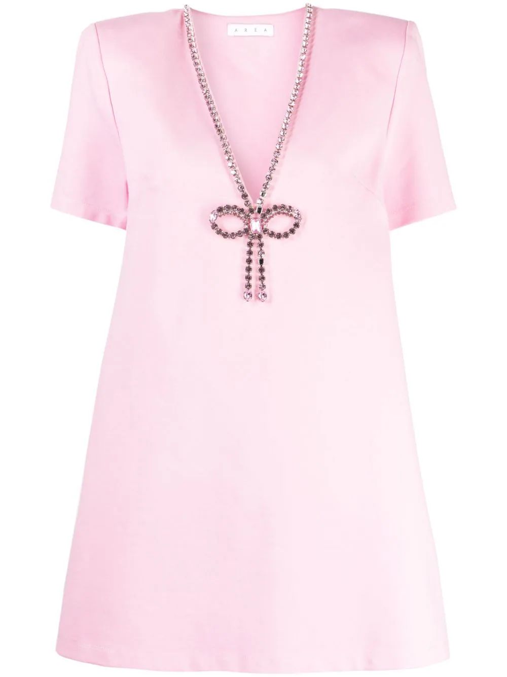 AREA Crystal Bow V-neck Minidress - Farfetch | Farfetch Global