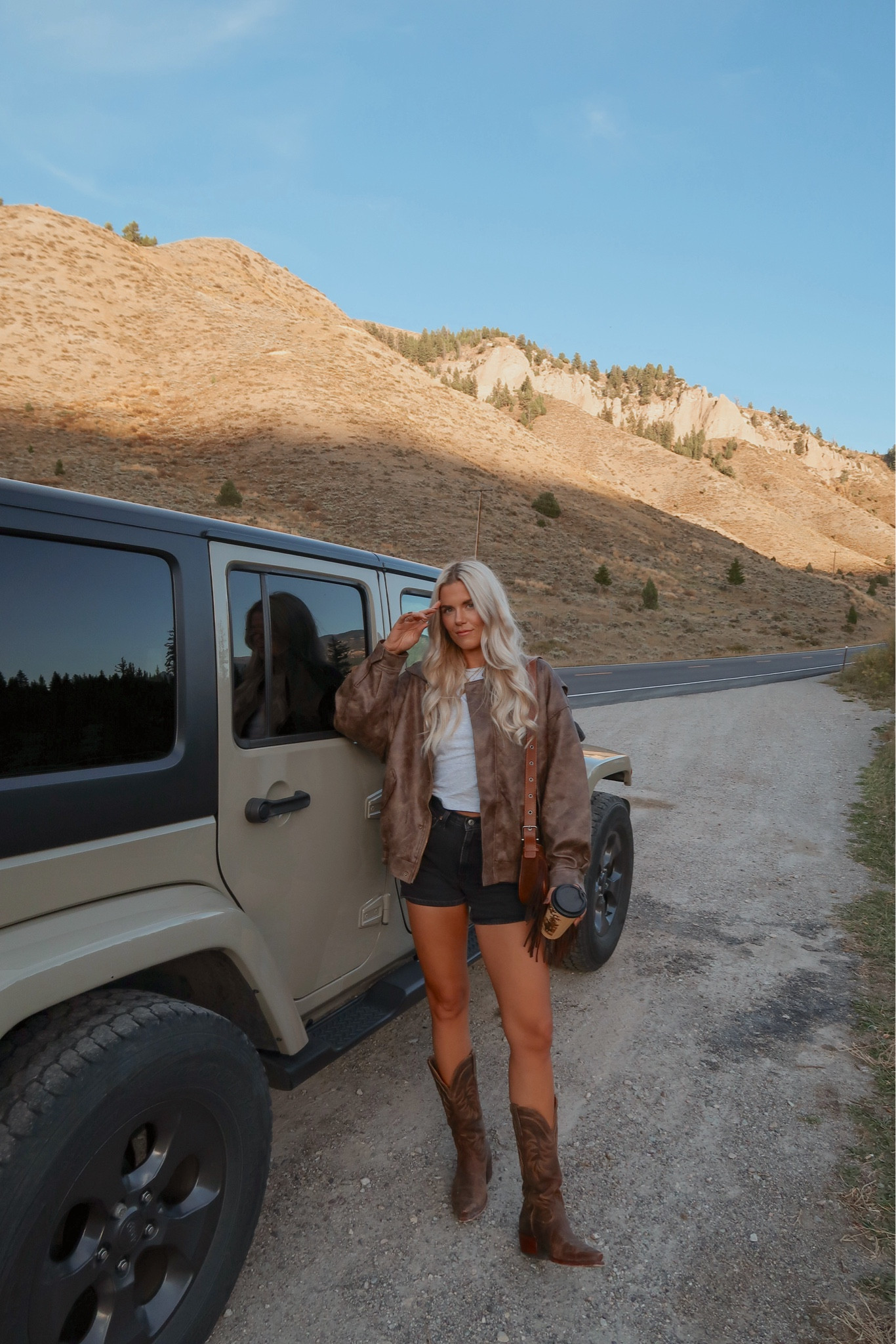 size small in faux leather jacket, size 25 in shorts , size down half size in cowboy boots. size xs in tee! 

#LTKFindsUnder50 #LTKStyleTip #LTKSeasonal